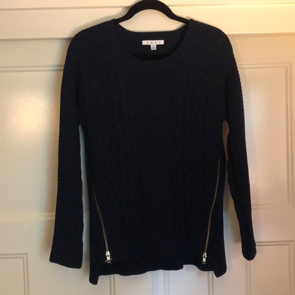 CAbi Sweaters - CAbi - Navy Pullover Sweater w/Gold Zippers - M
